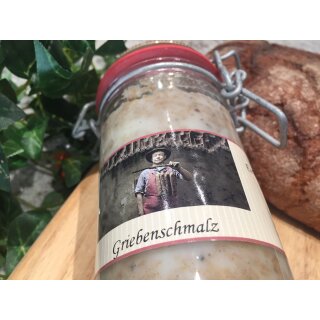 Apfel-Zwiebel-Griebenfett/ Schmalzfleisch im Bügelglas